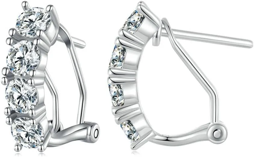 14K Gold Excellent Cut VVSI D-color Diamond Hoop Earrings for Women Latch Back, Ideal Gift for Beloved Wife or Girlfriend