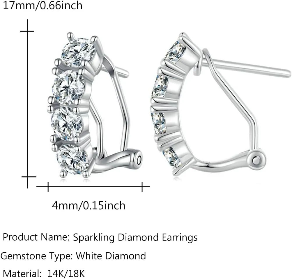 14K Gold Excellent Cut VVSI D-color Diamond Hoop Earrings for Women Latch Back, Ideal Gift for Beloved Wife or Girlfriend
