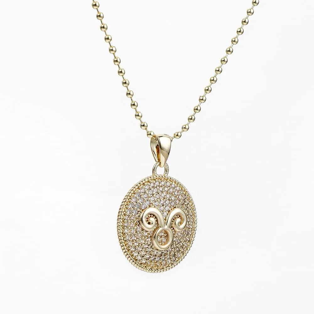 14K Gold Layered Necklace for Women | Zodiac Constellation Pendant | Paperclip, Snake & Ball Chain Necklace | Trendy Statement Jewelry 12 Constellation
