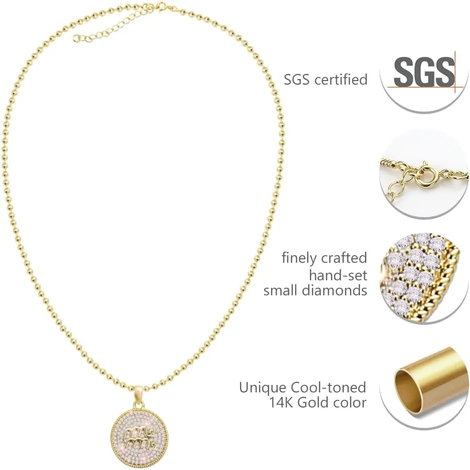 14K Gold Layered Necklace for Women | Zodiac Constellation Pendant | Paperclip, Snake & Ball Chain Necklace | Trendy Statement Jewelry 12 Constellation