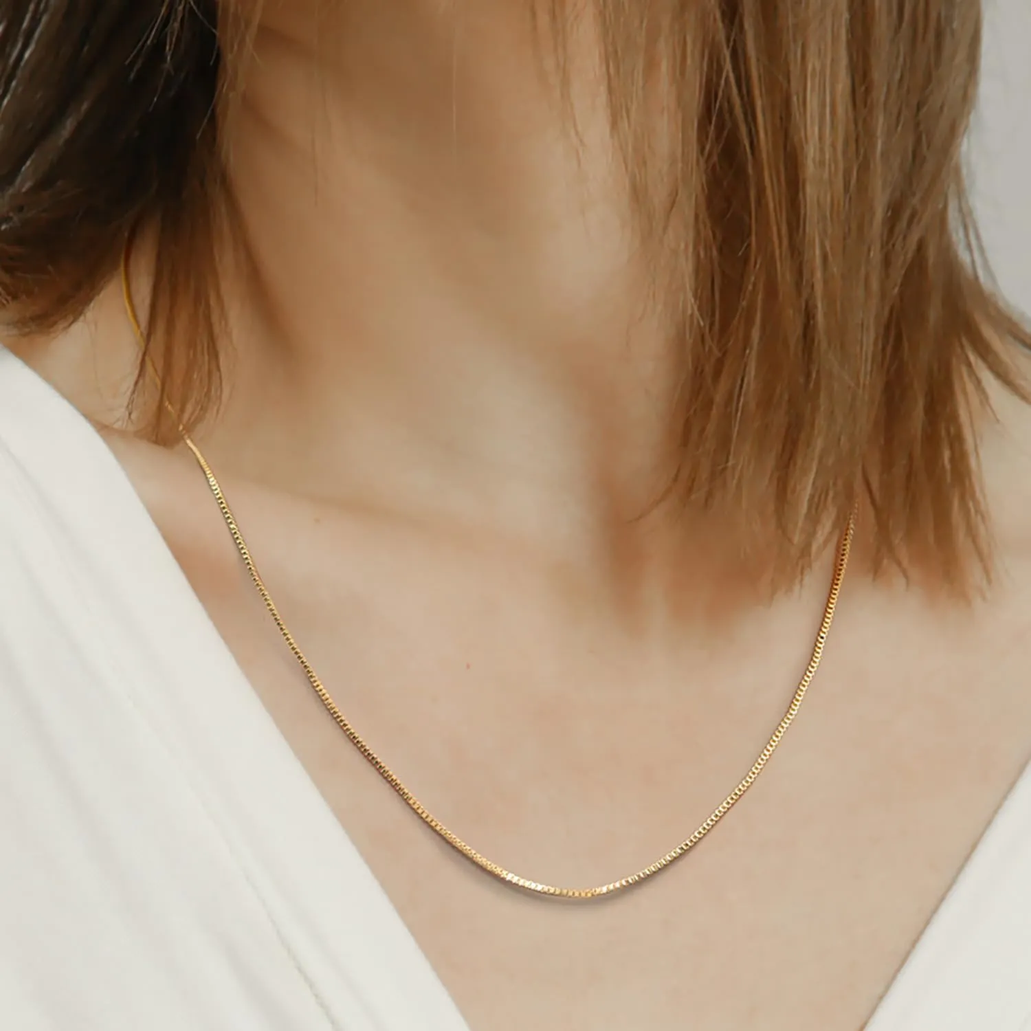 14K Gold Necklace for Women Gold Chain for Men 1mm Wide Thin Box Chain Thin Necklace for Women Chains Minimalist Classic Hip-Pop Necklaces Non Tarnish 16-26in