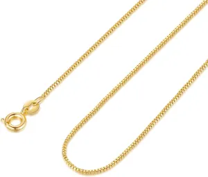 14K Gold Necklace for Women Gold Chain for Men 1mm Wide Thin Box Chain Thin Necklace for Women Chains Minimalist Classic Hip-Pop Necklaces Non Tarnish 16-26in