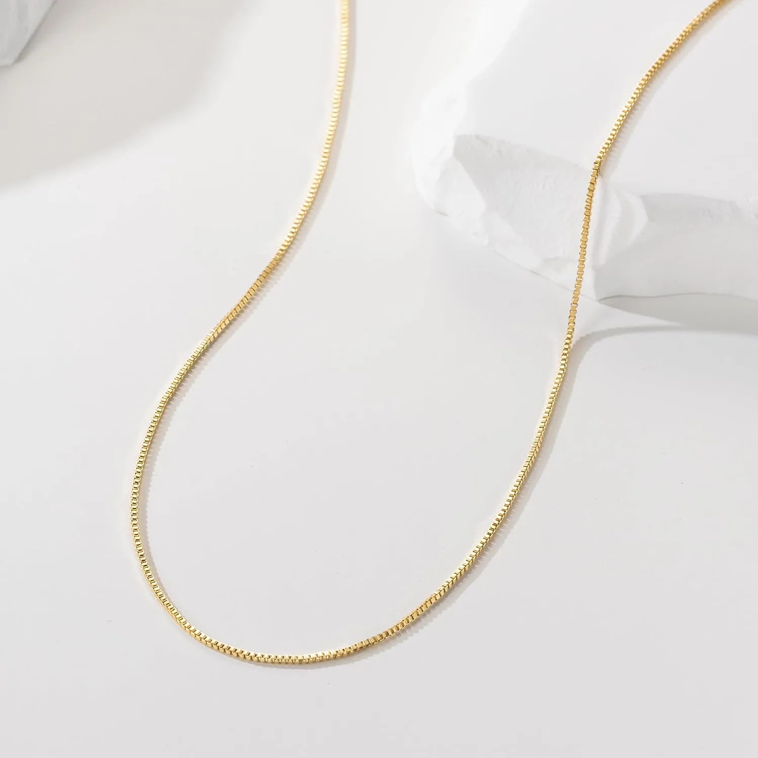 14K Gold Necklace for Women Gold Chain for Men 1mm Wide Thin Box Chain Thin Necklace for Women Chains Minimalist Classic Hip-Pop Necklaces Non Tarnish 16-26in