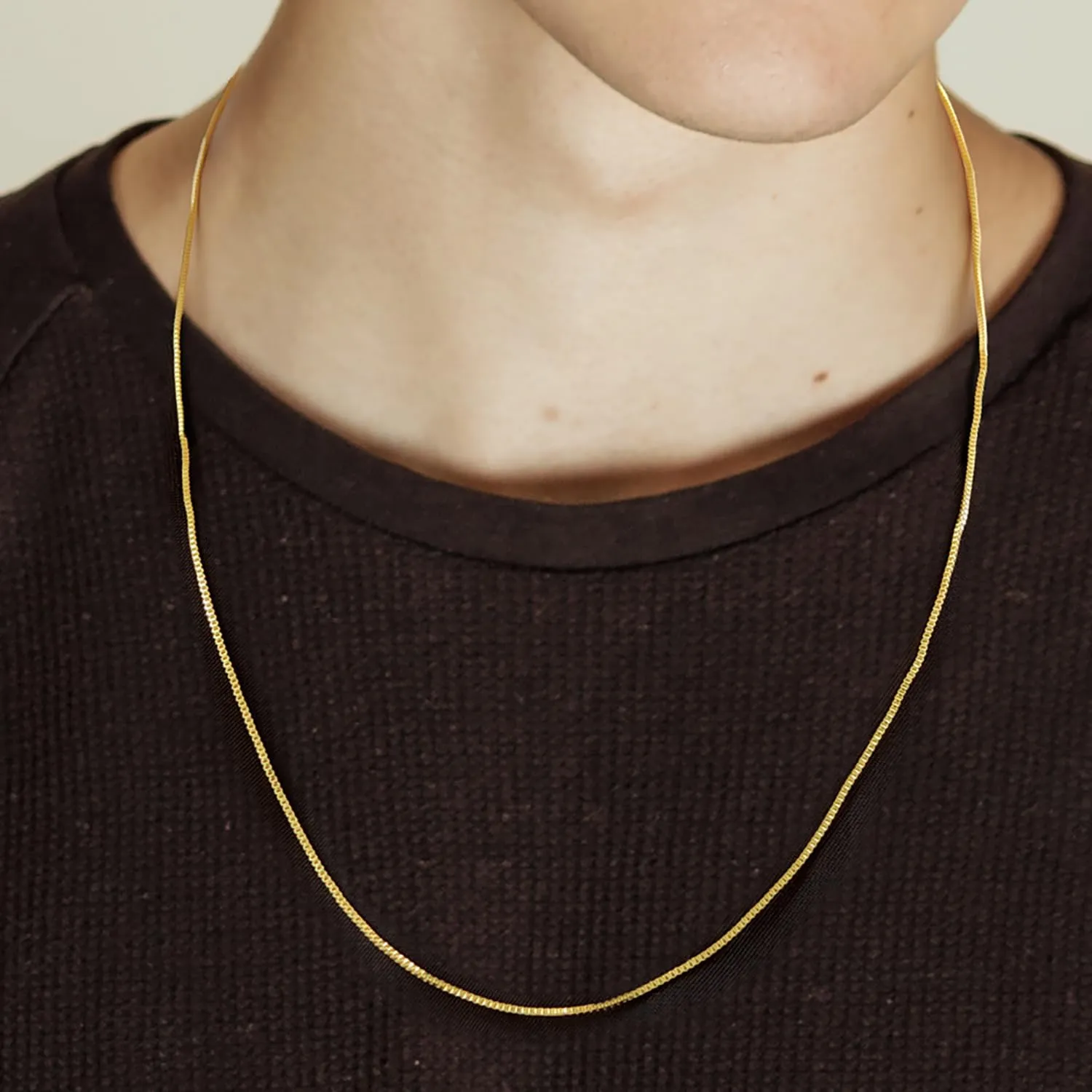 14K Gold Necklace for Women Gold Chain for Men 1mm Wide Thin Box Chain Thin Necklace for Women Chains Minimalist Classic Hip-Pop Necklaces Non Tarnish 16-26in
