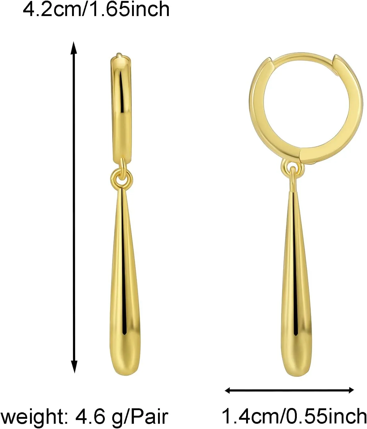 14K Gold Plated Drop Earrings-Medium Huggie Hoop Charm Earrings Lightweight Dangle Earrings for Women-Summer Beach Jewelry Hypoallergenic Gift for Her