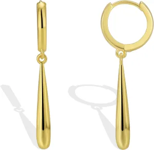 14K Gold Plated Drop Earrings-Medium Huggie Hoop Charm Earrings Lightweight Dangle Earrings for Women-Summer Beach Jewelry Hypoallergenic Gift for Her