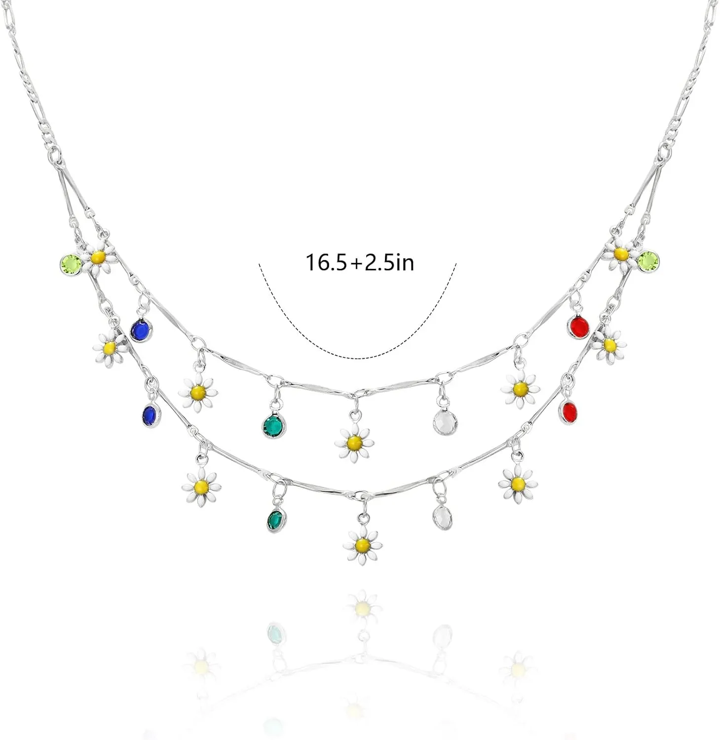 14k Gold Plated Heart Pendant Necklace Birthdaystone Charm Pendant Necklaces Layered Chain Heart Crystal Necklace for Women Girls