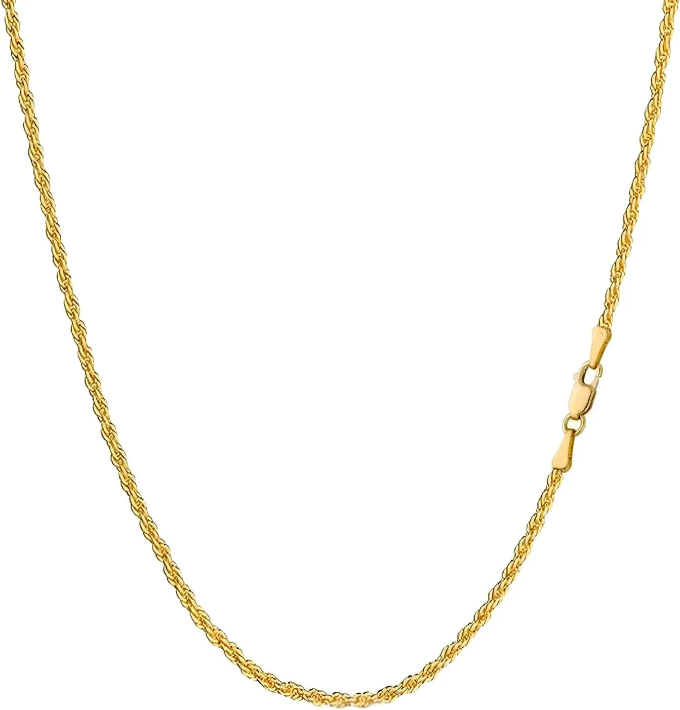 14K Yellow Gold Rope Link Chain Dainty Yellow Gold Necklace for Women and Men with Lobster Clasp