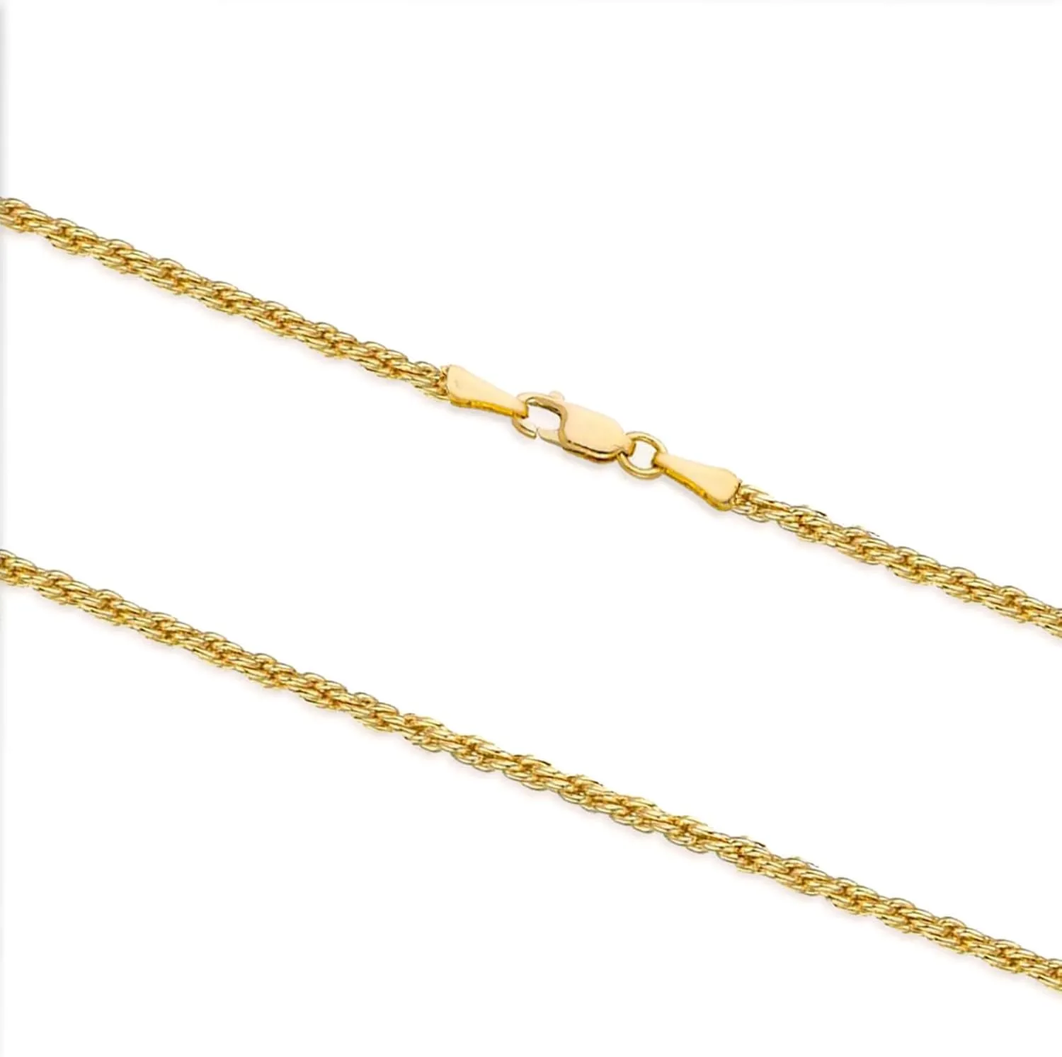 14K Yellow Gold Rope Link Chain Dainty Yellow Gold Necklace for Women and Men with Lobster Clasp