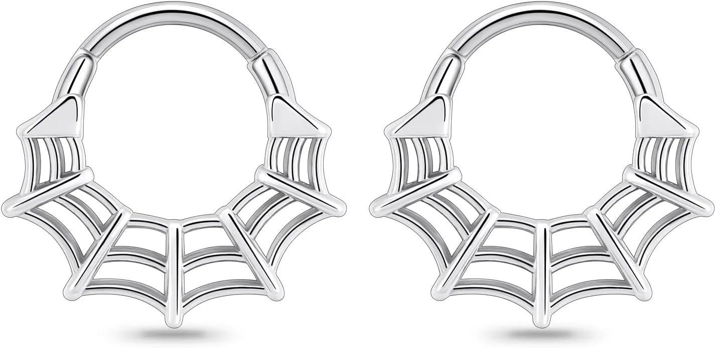 16G Spider Web Cartilage Earring Halloween Septum Rings Goth Punk Unique Earrings Ear Helix Piercing earrings Gothic Jewelry Costumes Accessories for Women Men