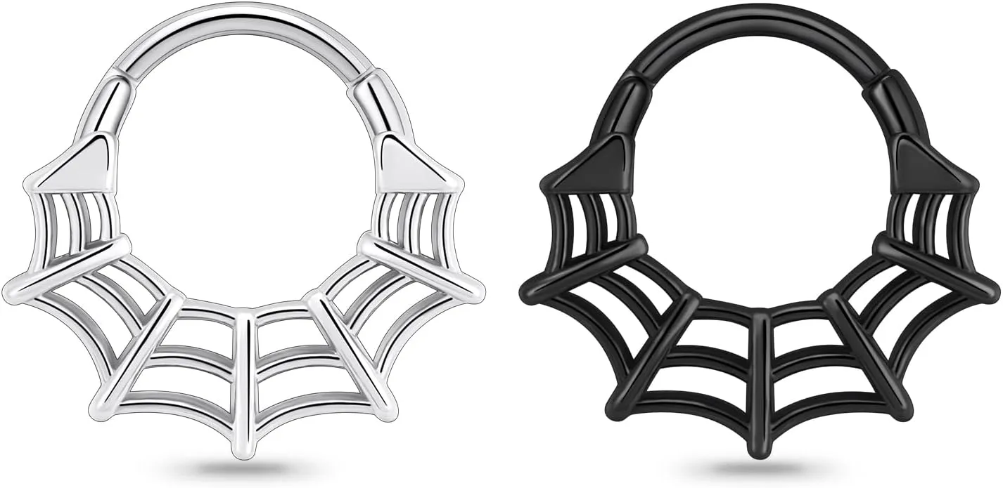 16G Spider Web Cartilage Earring Halloween Septum Rings Goth Punk Unique Earrings Ear Helix Piercing earrings Gothic Jewelry Costumes Accessories for Women Men