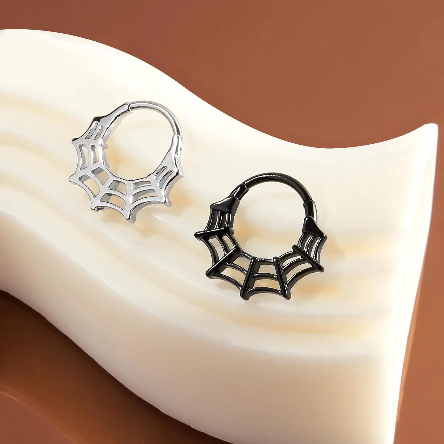 16G Spider Web Cartilage Earring Halloween Septum Rings Goth Punk Unique Earrings Ear Helix Piercing earrings Gothic Jewelry Costumes Accessories for Women Men