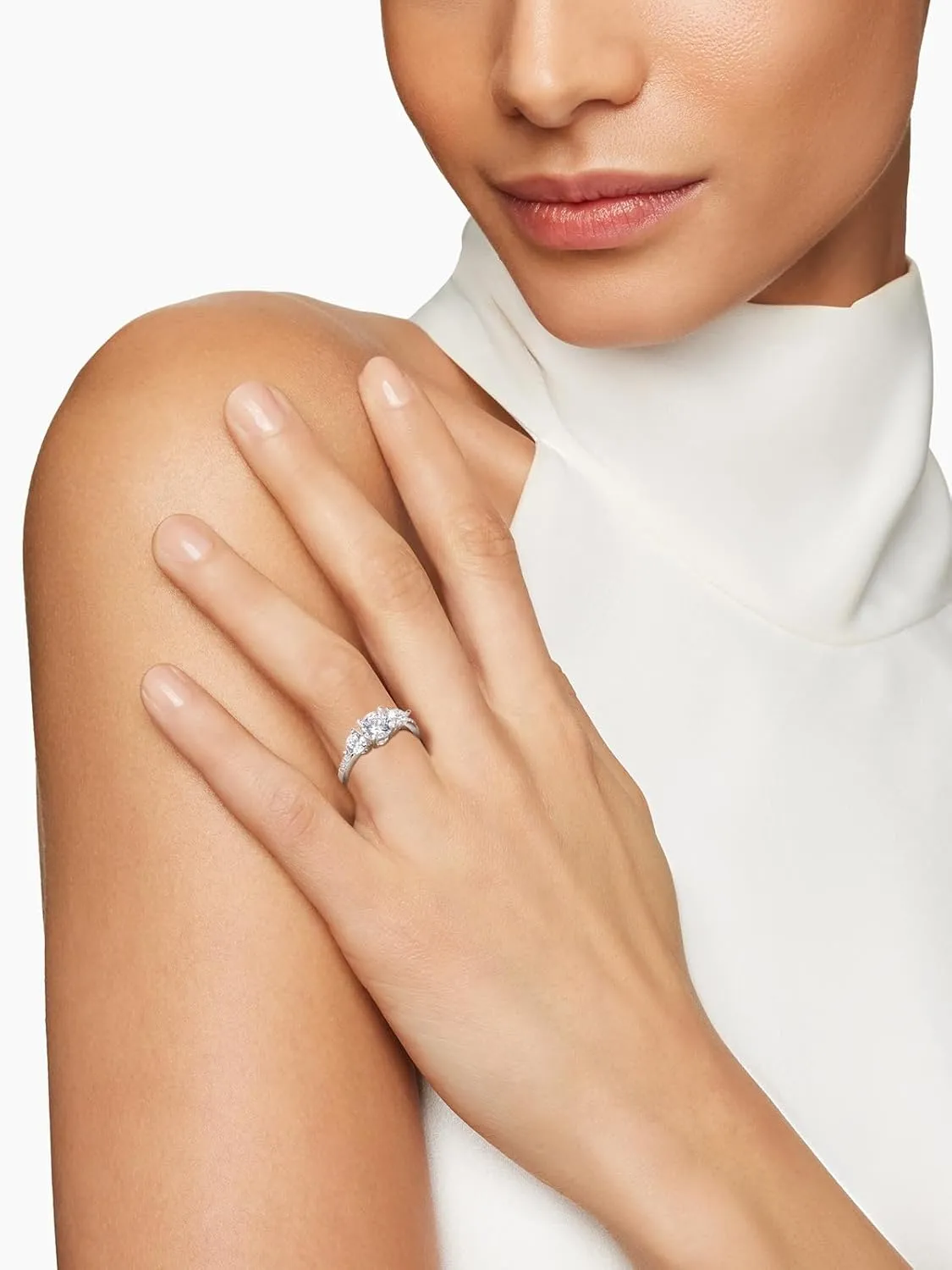 1.87 Carat Moissanite Three-Stone Rings for Women, Solid 925 Sterling Silver, Size 4-11, Wedding Bands Engagement Promise Aniversary Ring, Birthday Valentines Mothers Day Ideal Gift for Her