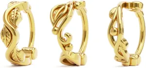 18K Gold Vermeil/Sterling Silver Leaf Nose Hoops Set of 3, Nostril Piercing Jewelry, Nature Boho Cartilage Helix Earring, Unique Nose Rings