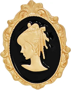 1920s Cameo Silhouette Brooch Pin - Ivory and Black Vintage-Inspired Costume Jewelry with Ornate Gold-Tone Frame - Elegant Accessory for Jackets, Sweaters, Scarve