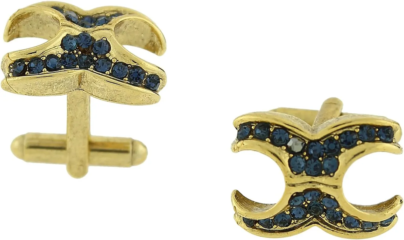 1928 Jewelry Mens X-Shaped Clear Crystal Cufflinks