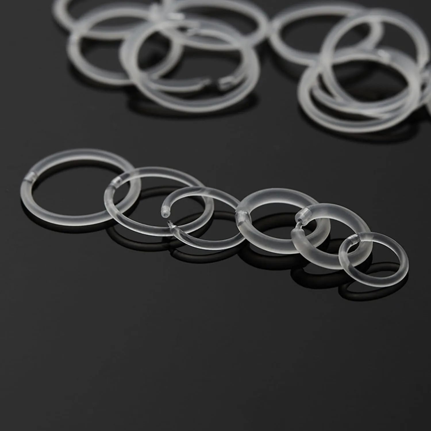 20 Gauge 4 Size Anti-Allergy Unisex Plastic Hoop Ear Retainers, Clear Nose Rings, With Buckle, For Sensitive Ears & Skin