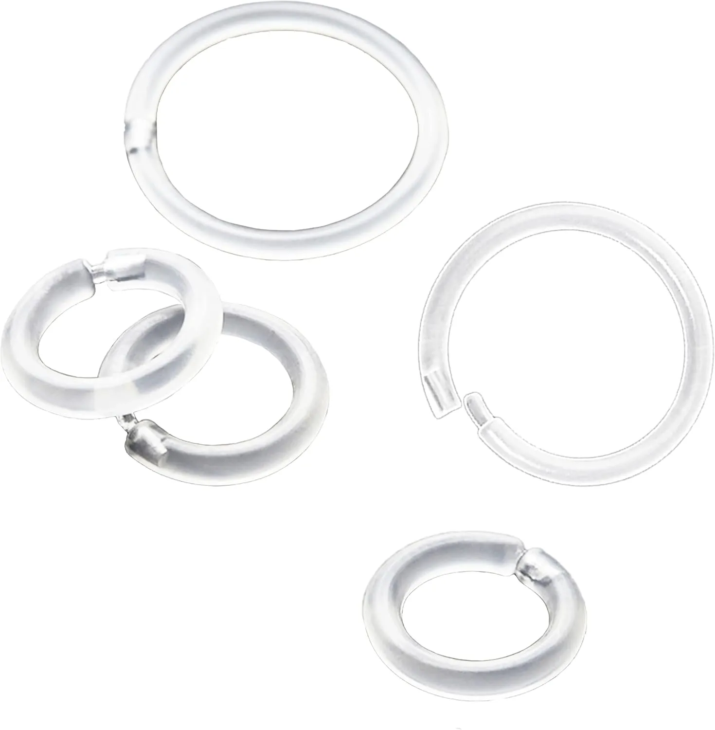 20 Gauge 4 Size Anti-Allergy Unisex Plastic Hoop Ear Retainers, Clear Nose Rings, With Buckle, For Sensitive Ears & Skin