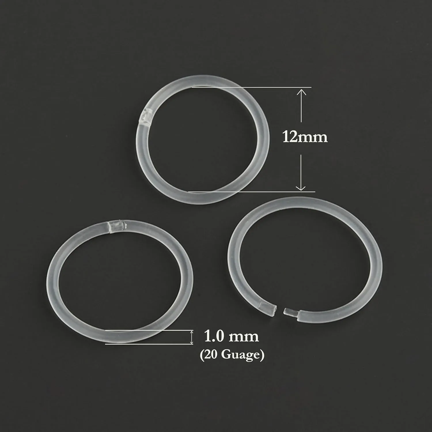 20 Gauge Anti-Allergy Unisex Plastic Hoop Ear Retainers, Clear Nose Rings, With Buckle, For Sensitive Ears & Skin