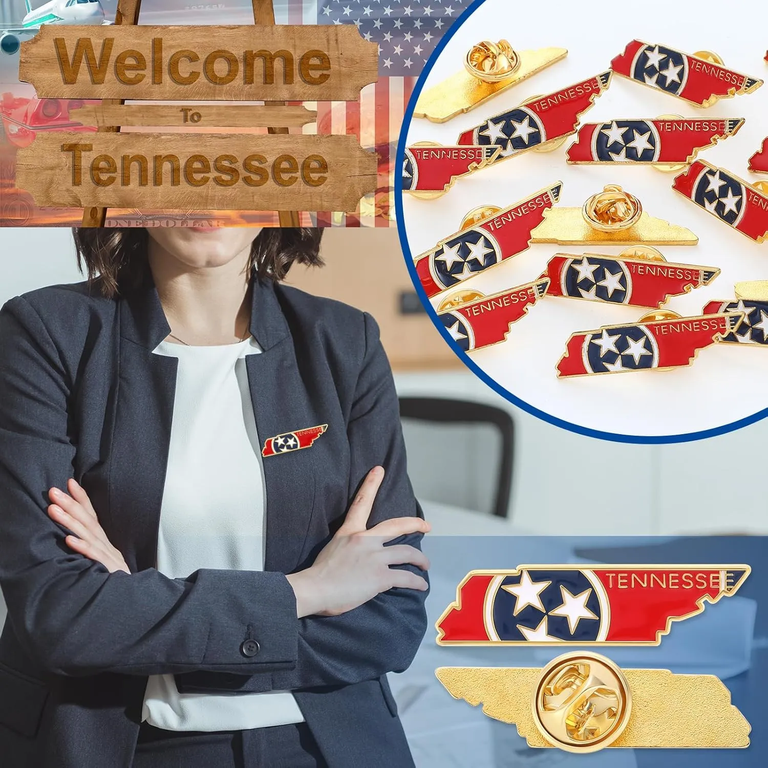 25 Pcs USA State Lapel Pins Bulk Texas California Florida Tennessee South Carolina Patriotic Traveler Souvenir Gifts