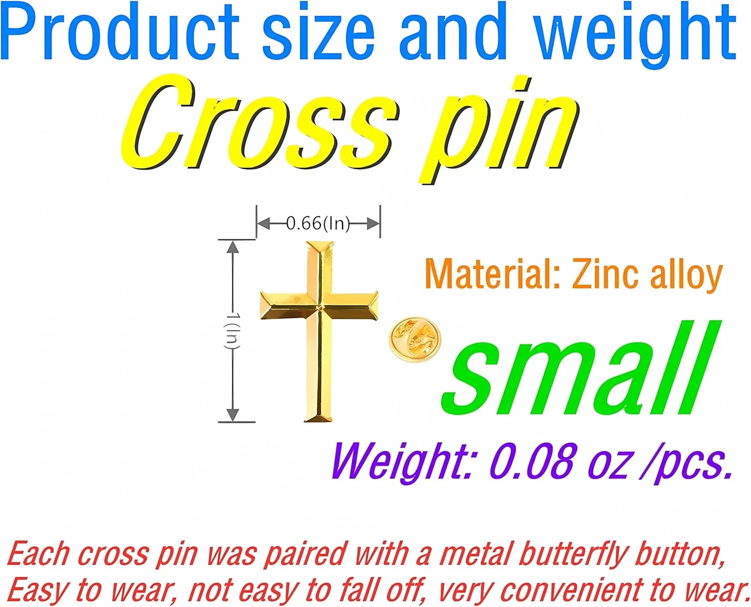 25/50/100pcs small metal golden Religious Christian Cross brooch pin enamel Chaplain Cross lapel pins funeral Church prayer bulk
