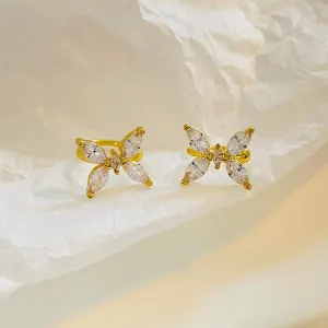 2PCS Butterfly Tassel Zircon Earrings for Women No Piercing Zircon Butterfly Flower Ear Clip Climber Wrap Earrings Fairy Butterfly Ear Clip Cuffs for s Jewelry s