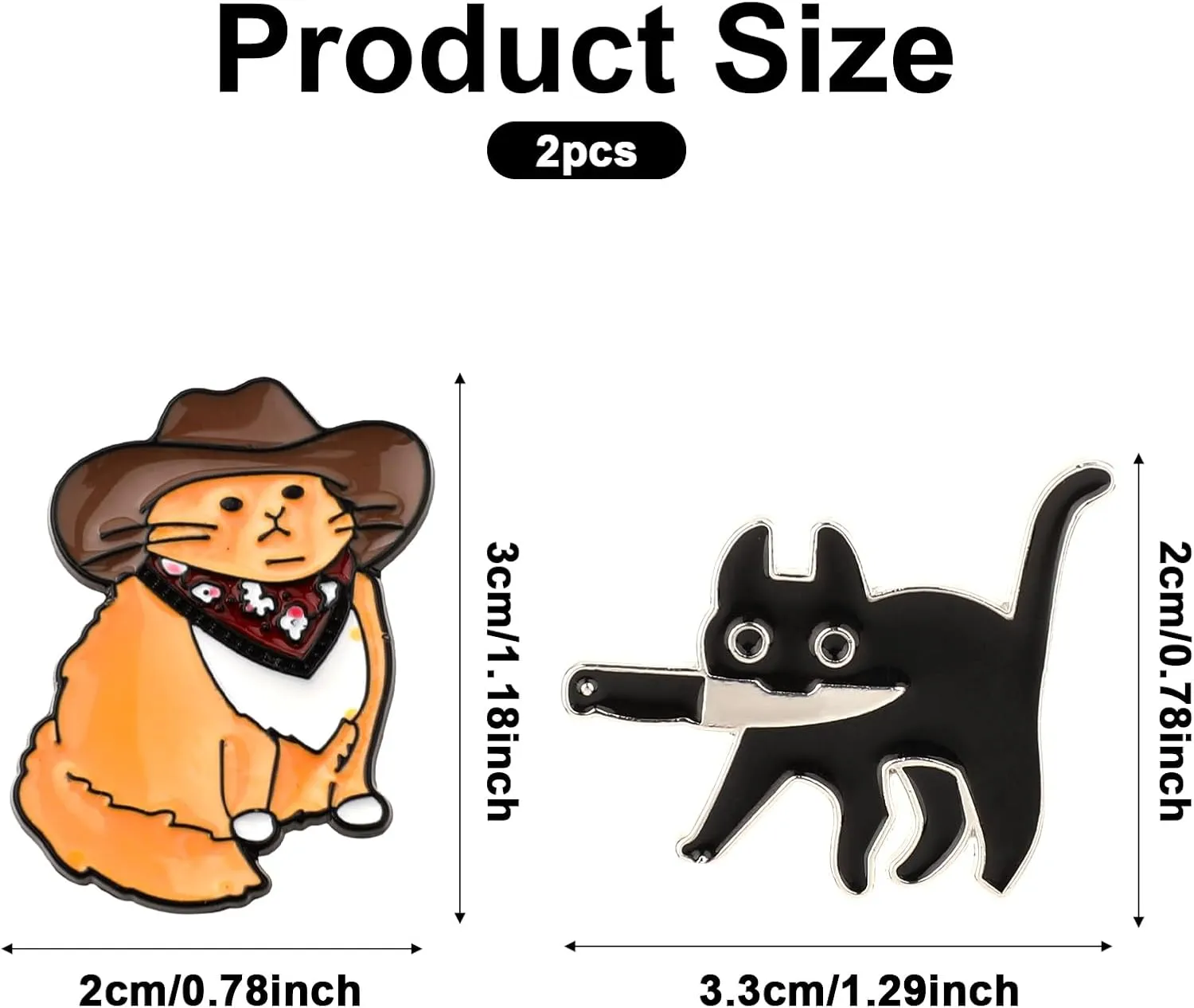 2PCS Cat Enamel Pin - Cute Novel Brooches Lapel Pins Animal Decorative Badge for Jacket Hats Backpacks Bags Fits Men Women Boys and Girls