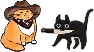 2PCS Cat Enamel Pin - Cute Novel Brooches Lapel Pins Animal Decorative Badge for Jacket Hats Backpacks Bags Fits Men Women Boys and Girls