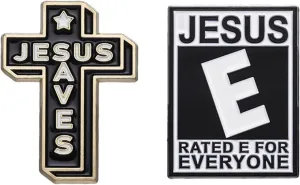 2pcs Jesus Cross Pin,Hat Jacket Enamel Pins Jesus Pins for Backpacks Jesus Saves Lapel Pin i Love Christian Pins for Backpacks Decoration Cross Brooch For Women
