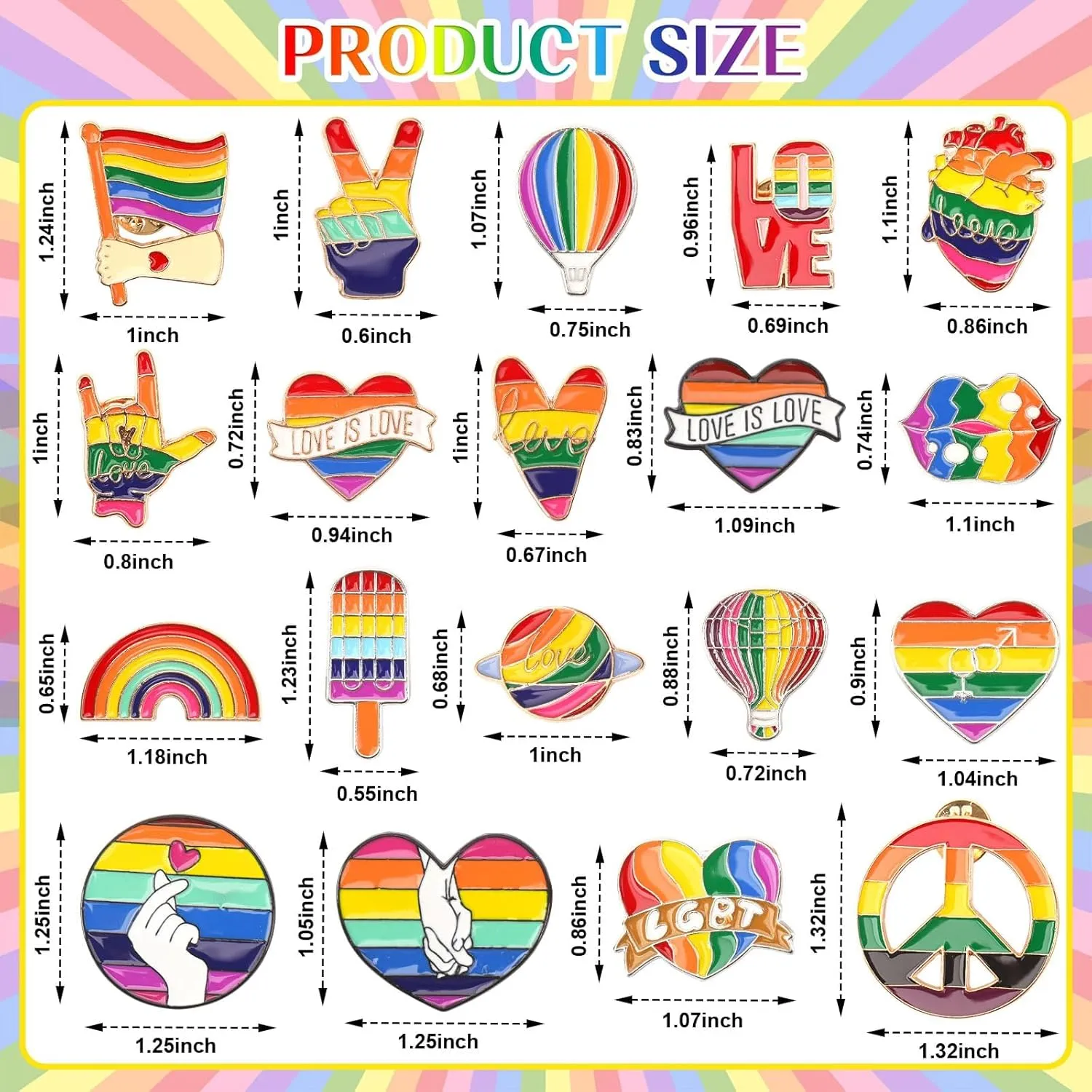 36 Pcs Pride Enamel Pins Bulk Rainbow LGBT Lapel Pins Gay Pride Heart Flag Brooch Pins Badge for Clothes Bags Backpack Hat Jacket Decoration