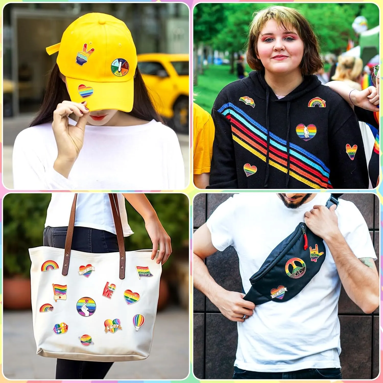 36 Pcs Pride Enamel Pins Bulk Rainbow LGBT Lapel Pins Gay Pride Heart Flag Brooch Pins Badge for Clothes Bags Backpack Hat Jacket Decoration