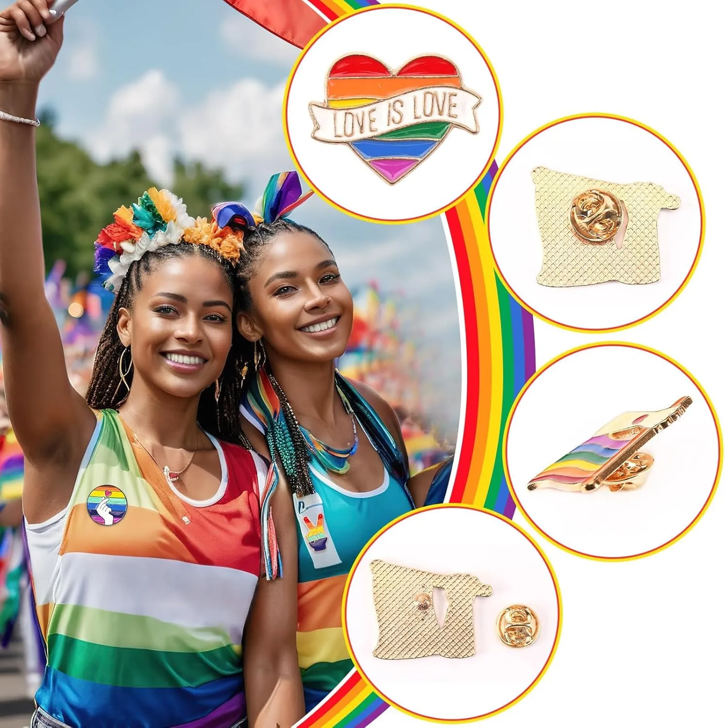 36 Pcs Pride Enamel Pins Bulk Rainbow LGBT Lapel Pins Gay Pride Heart Flag Brooch Pins Badge for Clothes Bags Backpack Hat Jacket Decoration