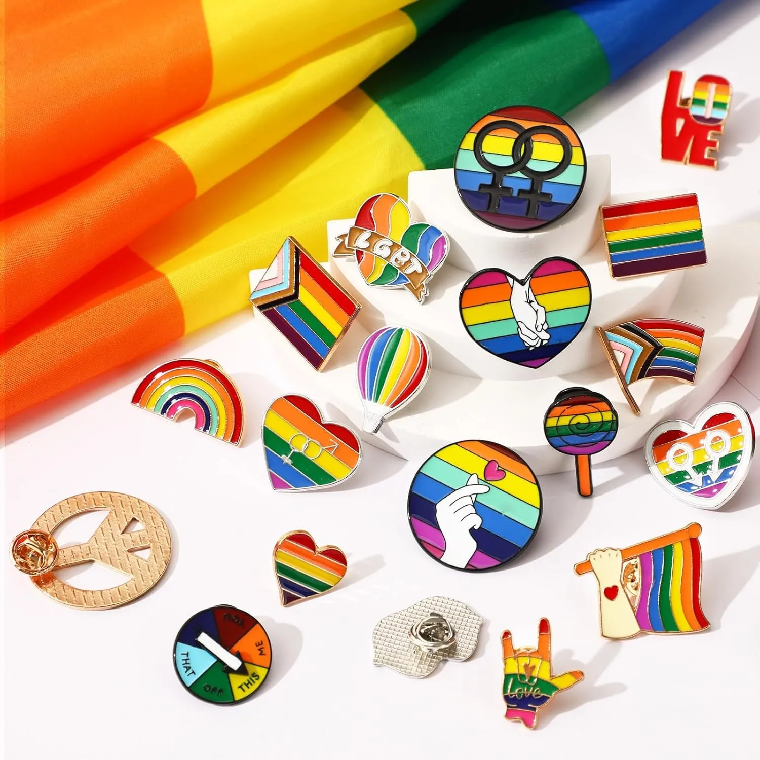 36 Pcs Pride Enamel Pins Bulk Rainbow LGBT Lapel Pins Gay Pride Heart Flag Brooch Pins Badge for Clothes Bags Backpack Hat Jacket Decoration