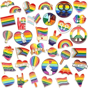 36 Pcs Pride Enamel Pins Bulk Rainbow LGBT Lapel Pins Gay Pride Heart Flag Brooch Pins Badge for Clothes Bags Backpack Hat Jacket Decoration
