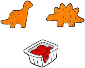 3PCS Funny Enamel Pins Set for Women Dinosaur Chicken Nugget Enamel Pin Elegant Unique Novelty Animals Lapel Brooch Jewelry for Backpack Hat Bag Accessories
