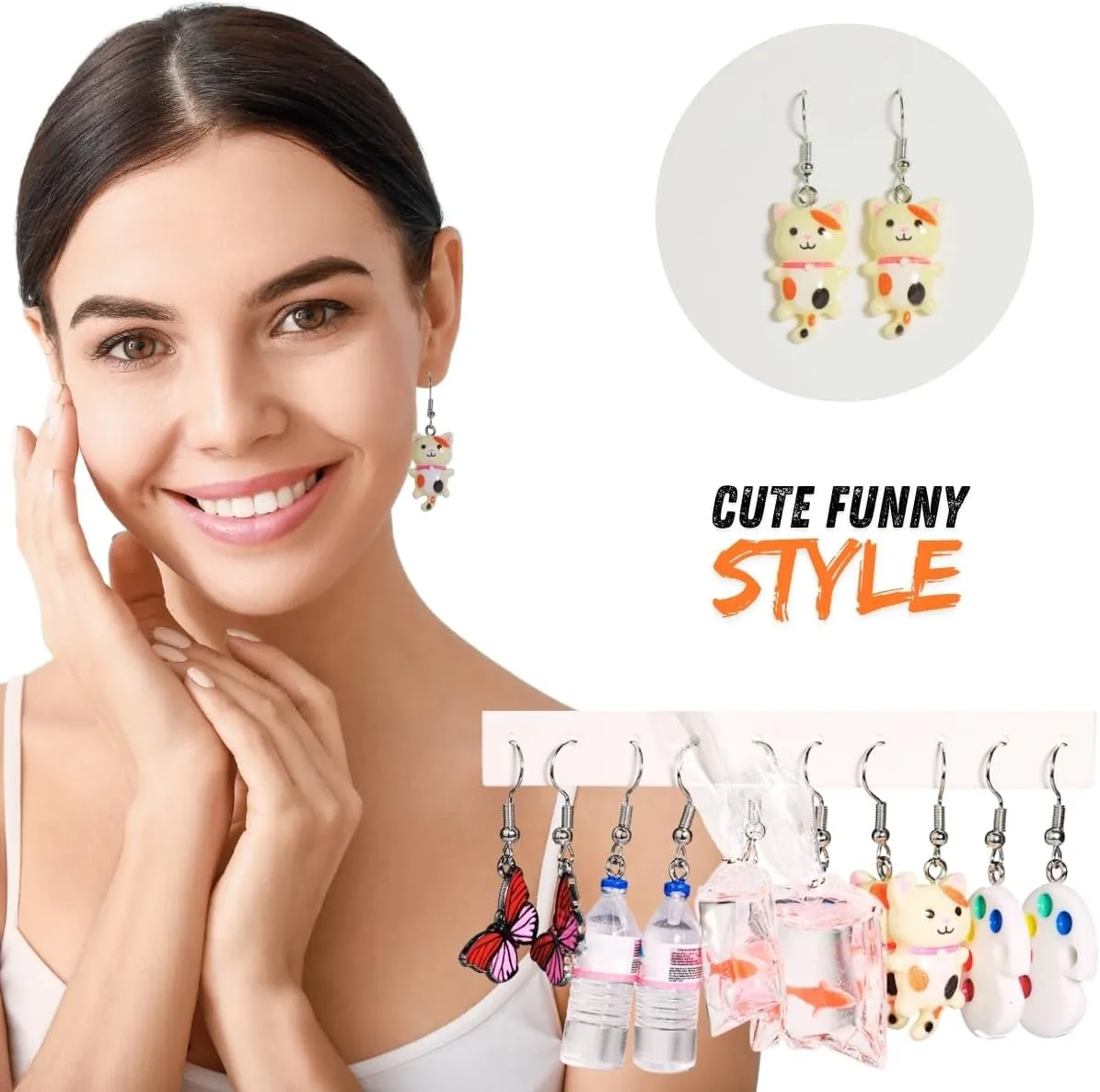 40 Pairs Quirky and Cute Earrings for Women - Dangling Animals, Mushrooms, and More!