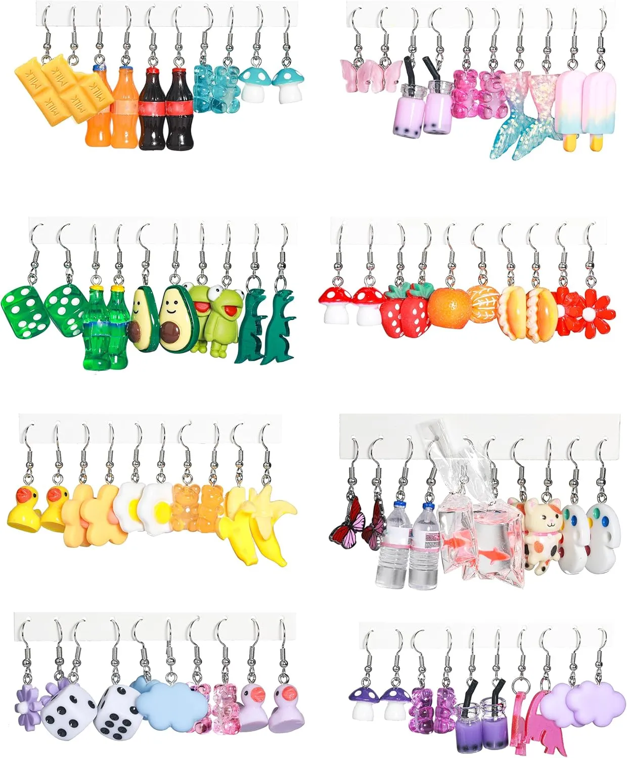40 Pairs Quirky and Cute Earrings for Women - Dangling Animals, Mushrooms, and More!