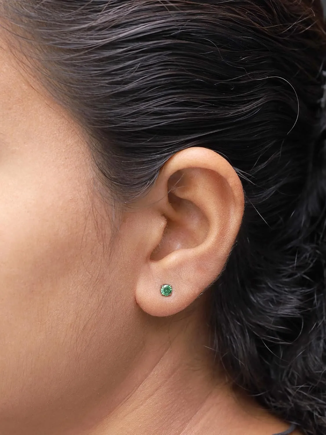 4MM Round Shaped Simulated Birthstone Stud Earrings Prong Setting Push Back Earrings In 14K Gold Over Sterling Silver (0.5 Ct), Jewelry Gift For Her