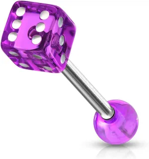 5 Mm Acrylic Dice Ball On Surgical Steel Barbells Tongue Rings Purple Body Piercing Unique Jewelry For Women Delicate Design