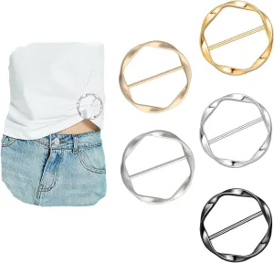 5 Pcs Silk Scarf Ring Clip T-shirt Tie Clips for Women scarf rings and slides Fashion Metal Circle Buckles for Women's Clothing shirt clips Versatile Clothing Wrap Holders with Round Circle Buckles