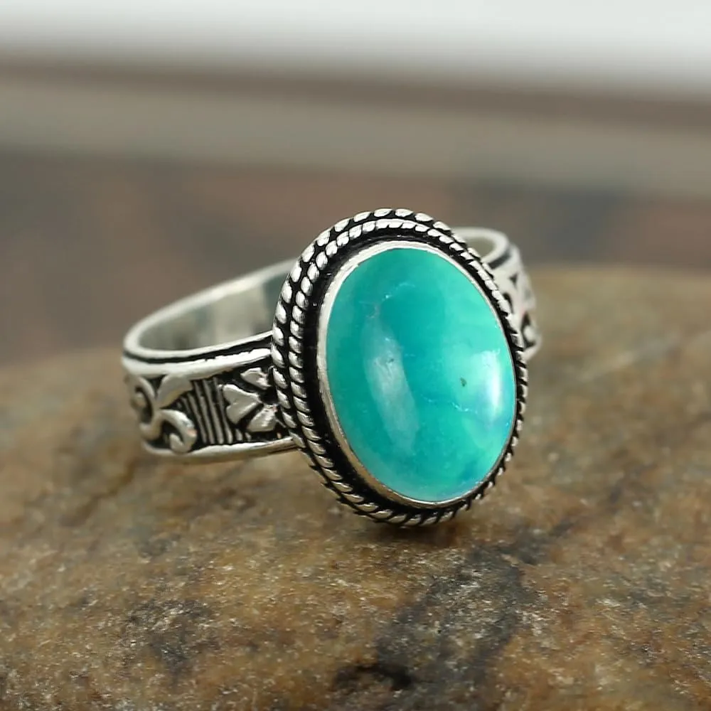 5.85Cts Oval Shaped Natural Gemstone Solitaire Statement Rings For Women, 925 Silver Overlay Birthstone Statement Ring Jewelry Gifts For Mom Wife