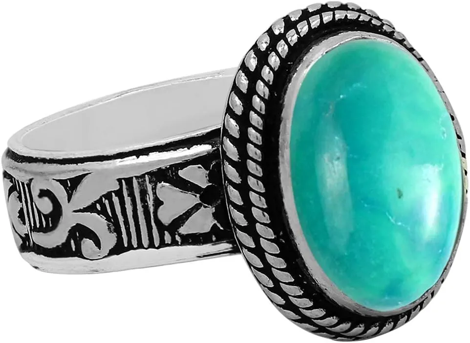 5.85Cts Oval Shaped Natural Gemstone Solitaire Statement Rings For Women, 925 Silver Overlay Birthstone Statement Ring Jewelry Gifts For Mom Wife