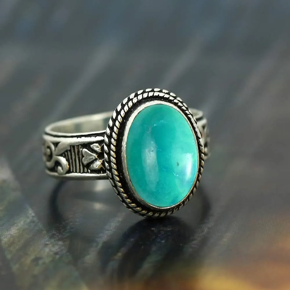5.85Cts Oval Shaped Natural Gemstone Solitaire Statement Rings For Women, 925 Silver Overlay Birthstone Statement Ring Jewelry Gifts For Mom Wife