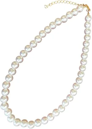 6MM Pearl Necklaces for Women, Dainty Round Imitation Pearl Choker Necklace 16   2 Inch Extenders for Women, Pearl Gold Necklace Costume Jewelry Set Bridesmaid Gifts for Women