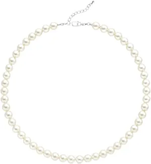 6MM Pearl Necklaces for Women, Dainty Round Imitation Pearl Choker Necklace 16   2 Inch Extenders for Women, Pearl Silver Necklace Costume Jewelry Set Bridesmaid Gifts for Women