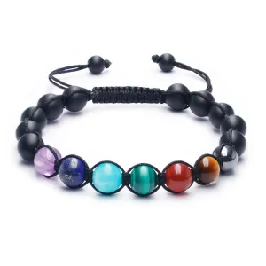 7 Chakra Bracelet with Real Stones - GENASTO Healing Crystal Stone Beads Bracelet Chakra Bracelet for Men and Women Yoga Crystals Beaded Bracelet for Meditation Relax