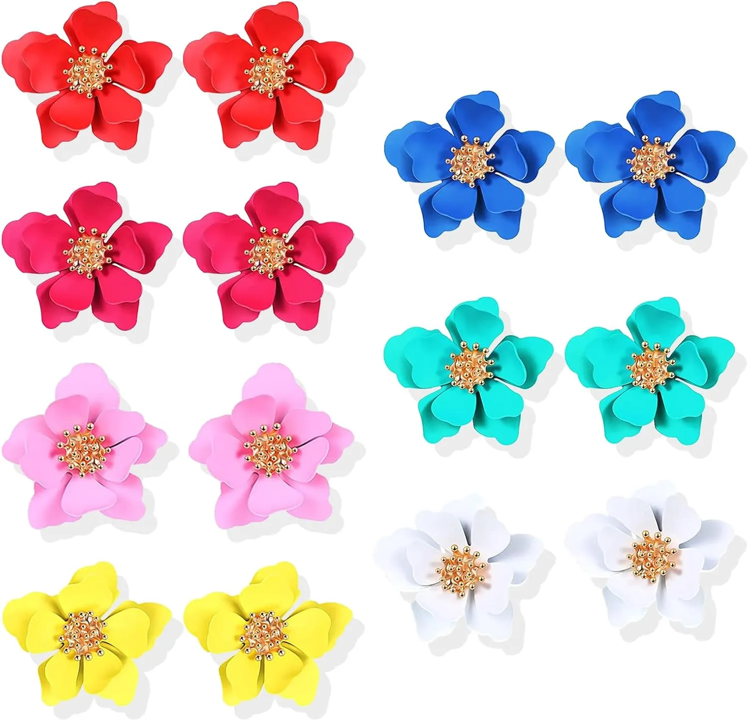 7 Pairs Boho Flower Stud Earrings for Women Floral Earrings Flower Shaped Daisy Statement Earrings Jewelry Gifts