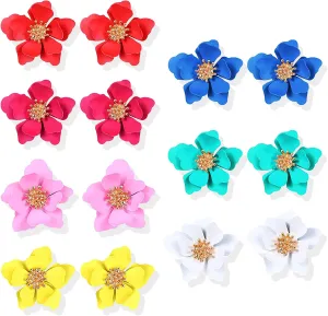 7 Pairs Boho Flower Stud Earrings for Women Floral Earrings Flower Shaped Daisy Statement Earrings Jewelry Gifts