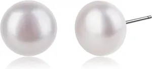 8-9mm AAA  Genuine Freshwater Pearl Earrings, Unique Natural Pearls, Hypoallergenic Studs, Eco-Friendly Packaging, 3 Colors: Purple, White, Pink, Can Be Ground Into Pearl Powder