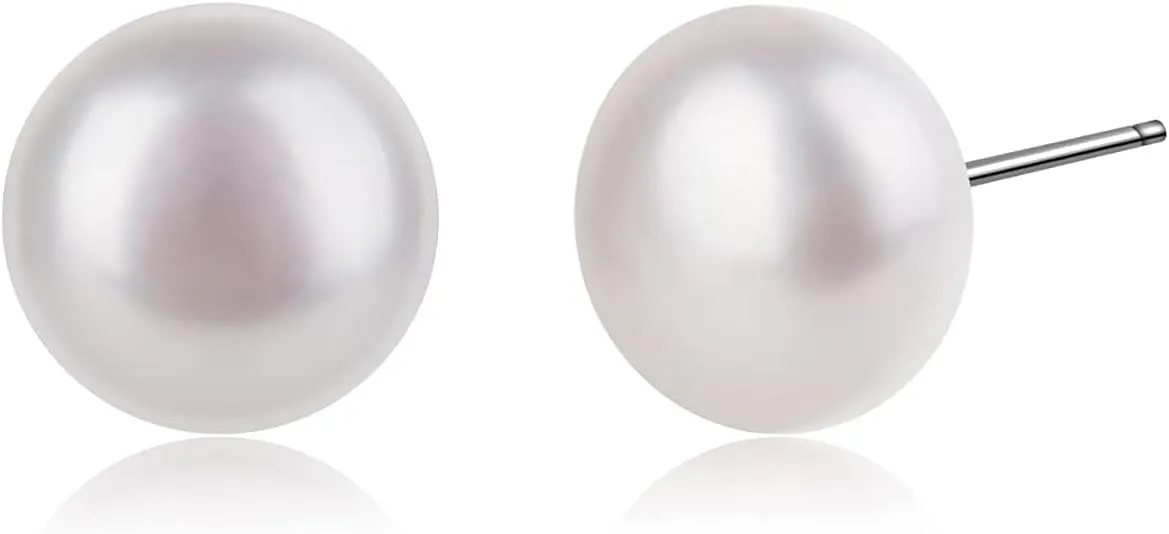 8-9mm AAA  Genuine Freshwater Pearl Earrings, Unique Natural Pearls, Hypoallergenic Studs, Eco-Friendly Packaging, 3 Colors: Purple, White, Pink, Can Be Ground Into Pearl Powder